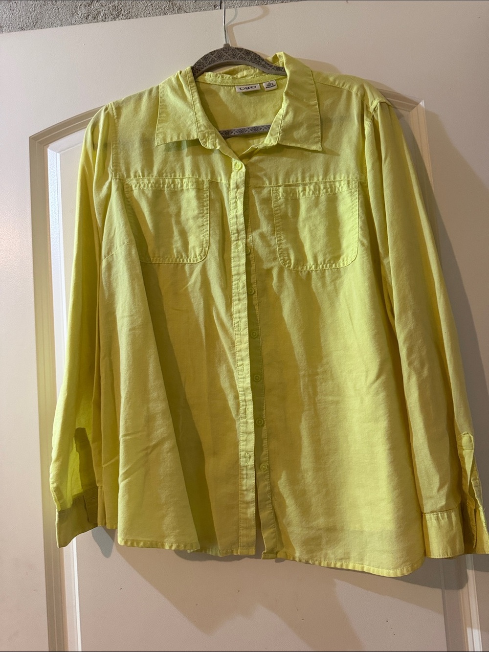 Cato Bright Yellow Button-Front Long Sleeve Shirt